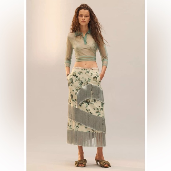 Zara Dresses & Skirts - Zara limited edition floral fringe skirt